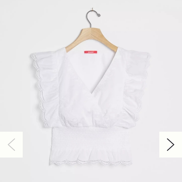 Anthropologie Joss Ruffled Crop Top White Sz M - New w/ Tags! - Picture 3 of 13